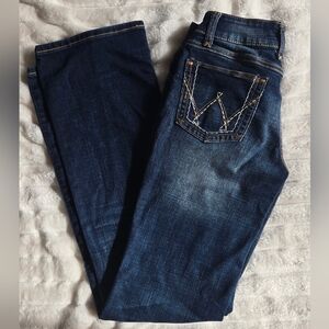 Wrangler Bootcut Jeans Dark Wash Western Cowgirl Denim Mid Rise Stretch